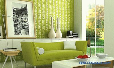 Pisztácia színe a belső térben - konyha, nappali vagy hálószoba és más színek kombinációja