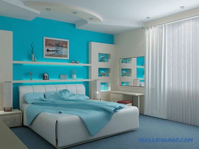 Kék szín a hálószobában - 50 példa és tervezési szabályok