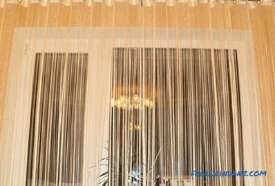 Pamut függöny a belső térben - fajták, kiválasztási szabályok, díszítési módok, fotó