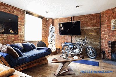 A nappali belső tégla - 100 díszítő ötlet és fotó