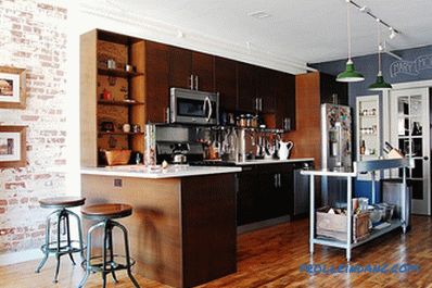 Loft stílusú konyha - 100 belső ötlet fényképekkel
