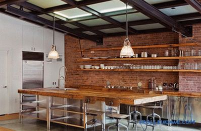Loft stílusú konyha - 100 belső ötlet fényképekkel