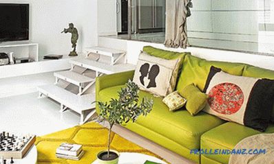 Pisztácia színe a belső térben - konyha, nappali vagy hálószoba és más színek kombinációja